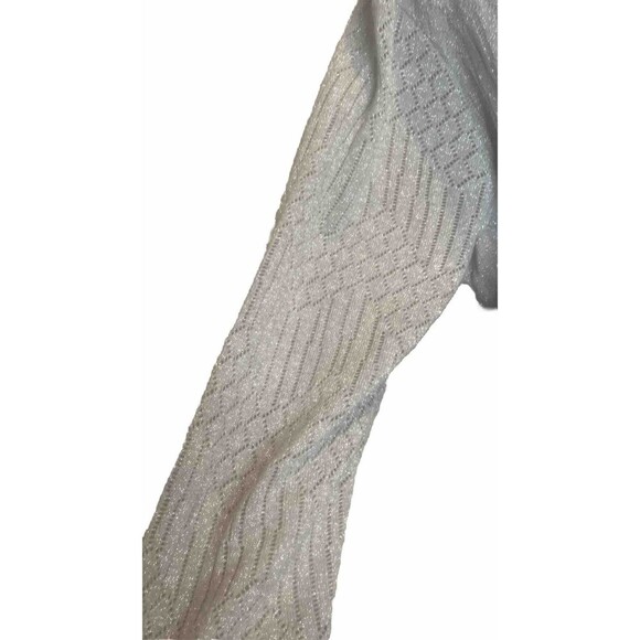 VTG Women’s Alfred Dunner SILVER SPARKLY Long Patterned Sleeve Sweater Large NWT - Picture 3 of 8